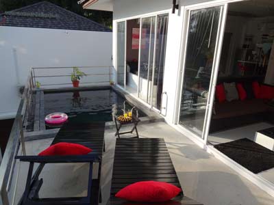 Photo 29 English, cheap pool terrace rooms and lounge, Koh Samui thailande